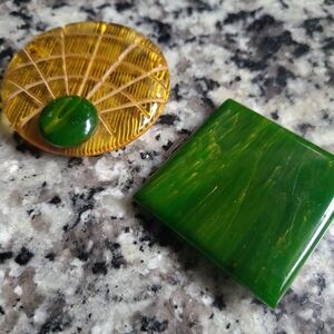 Vintage Apple Juice And Green Swirl Bakelite Buckle